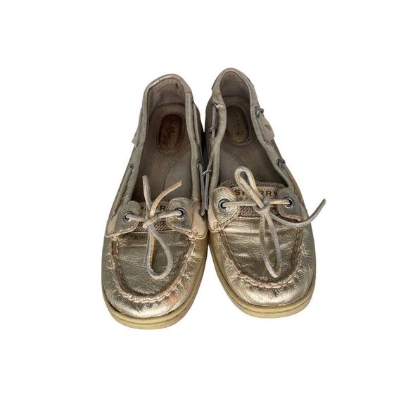 Women’s SPERRY Top-Sider 9102187 Angelfish Leather Boat Shoes Brown/Gold - Picture 4 of 6